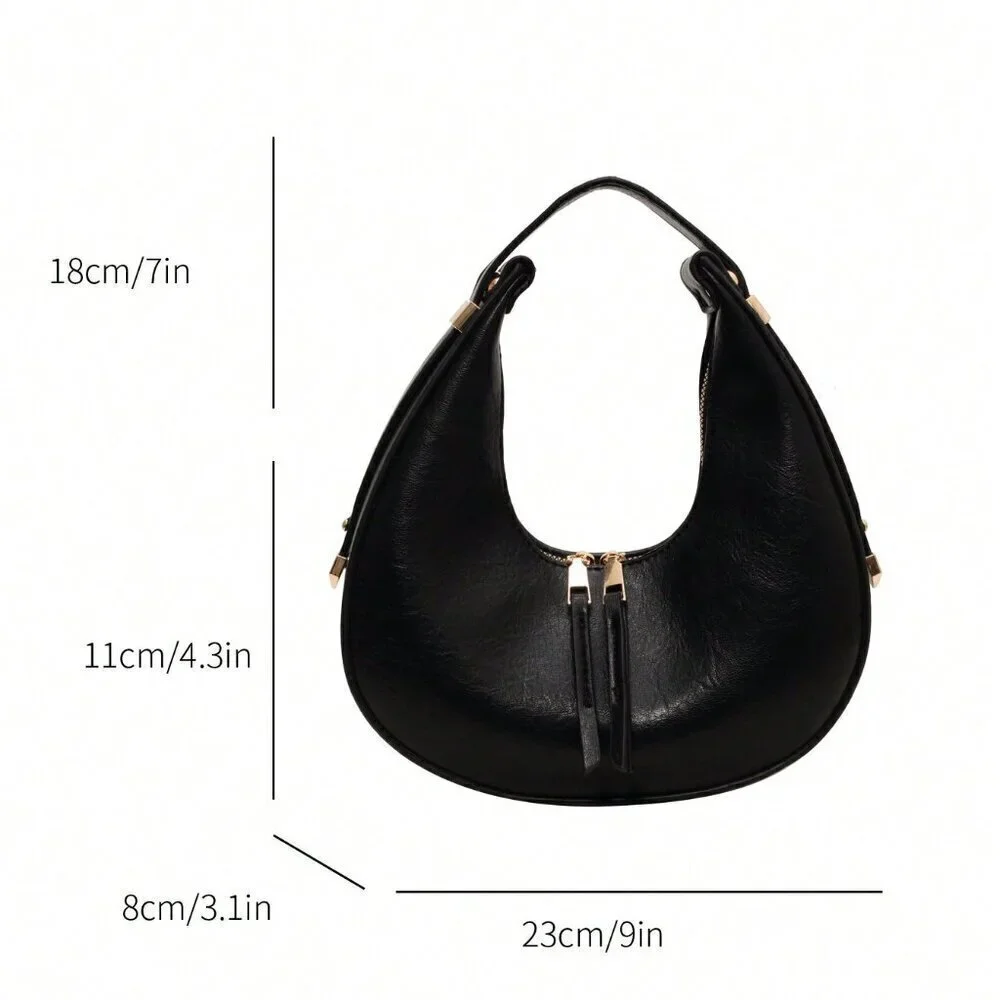 Black Elegant Women's Soft Faux Leather Hobo Bag - Picture 7 of 7